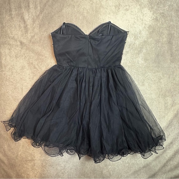 Blondie Nites Navy Blue Beaded A-Line Fit to Flare Prom Dress